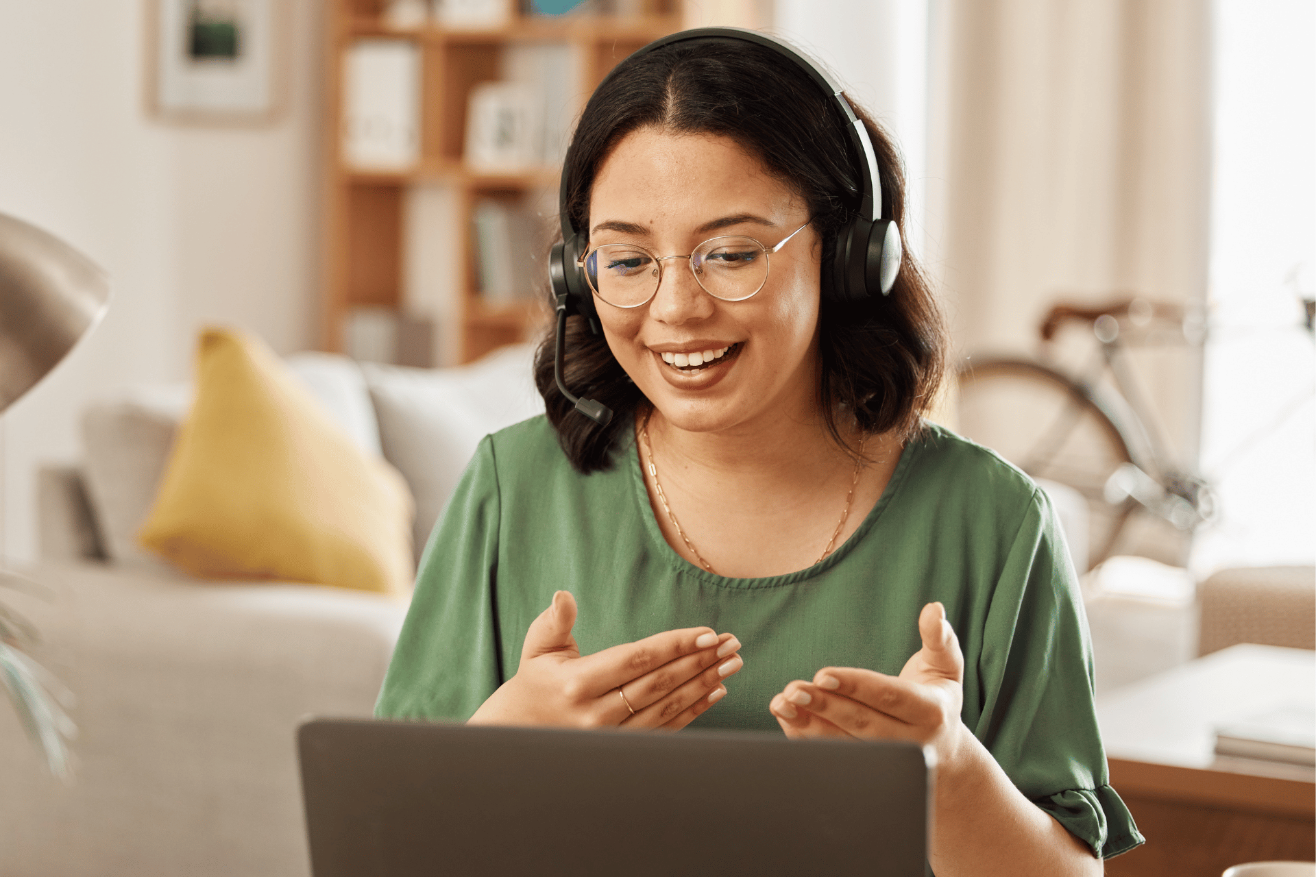 woman joining meeting from home